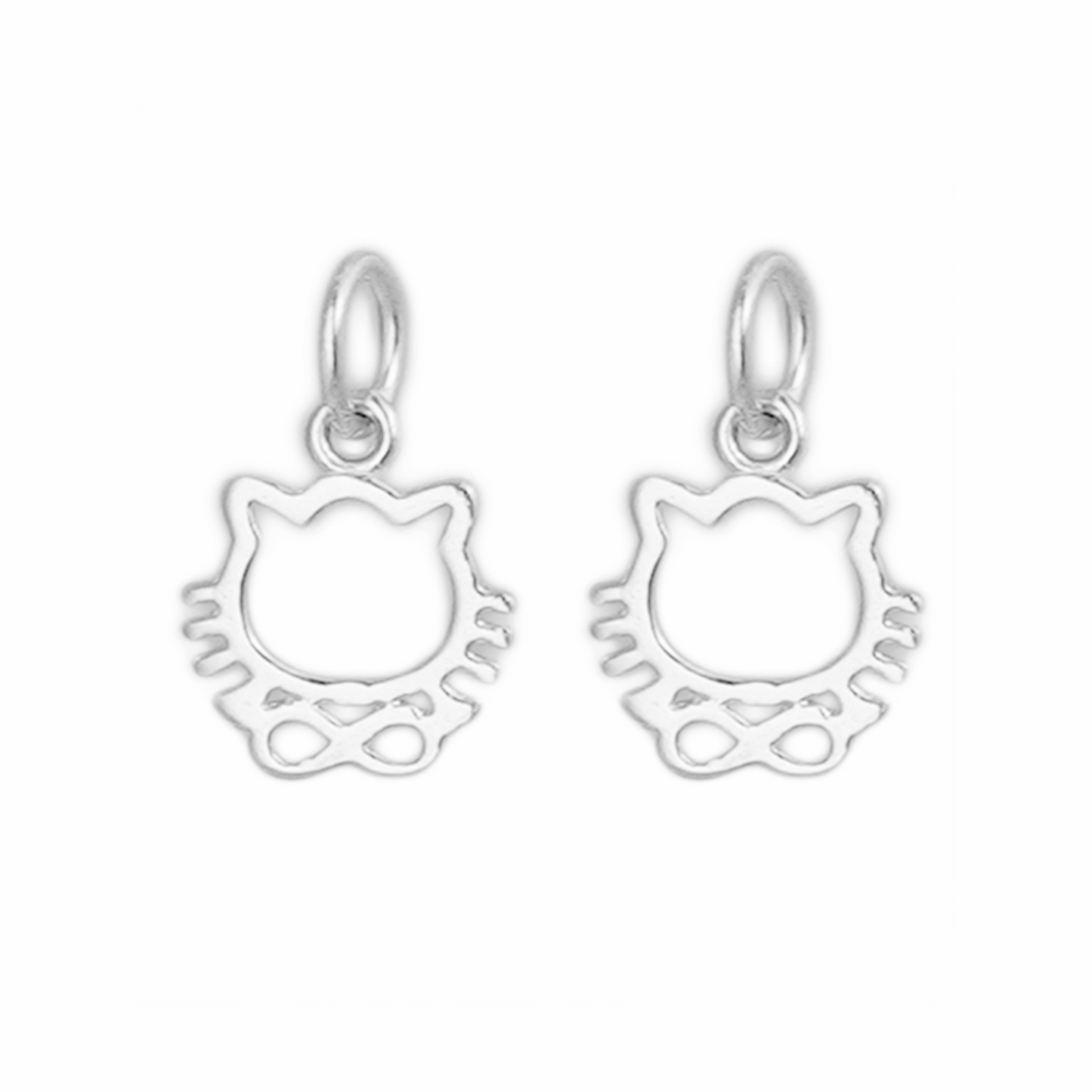 2 Sterling Silver Hollow Cat Kitten Infinity Charm Pendants - sugarkittenlondon