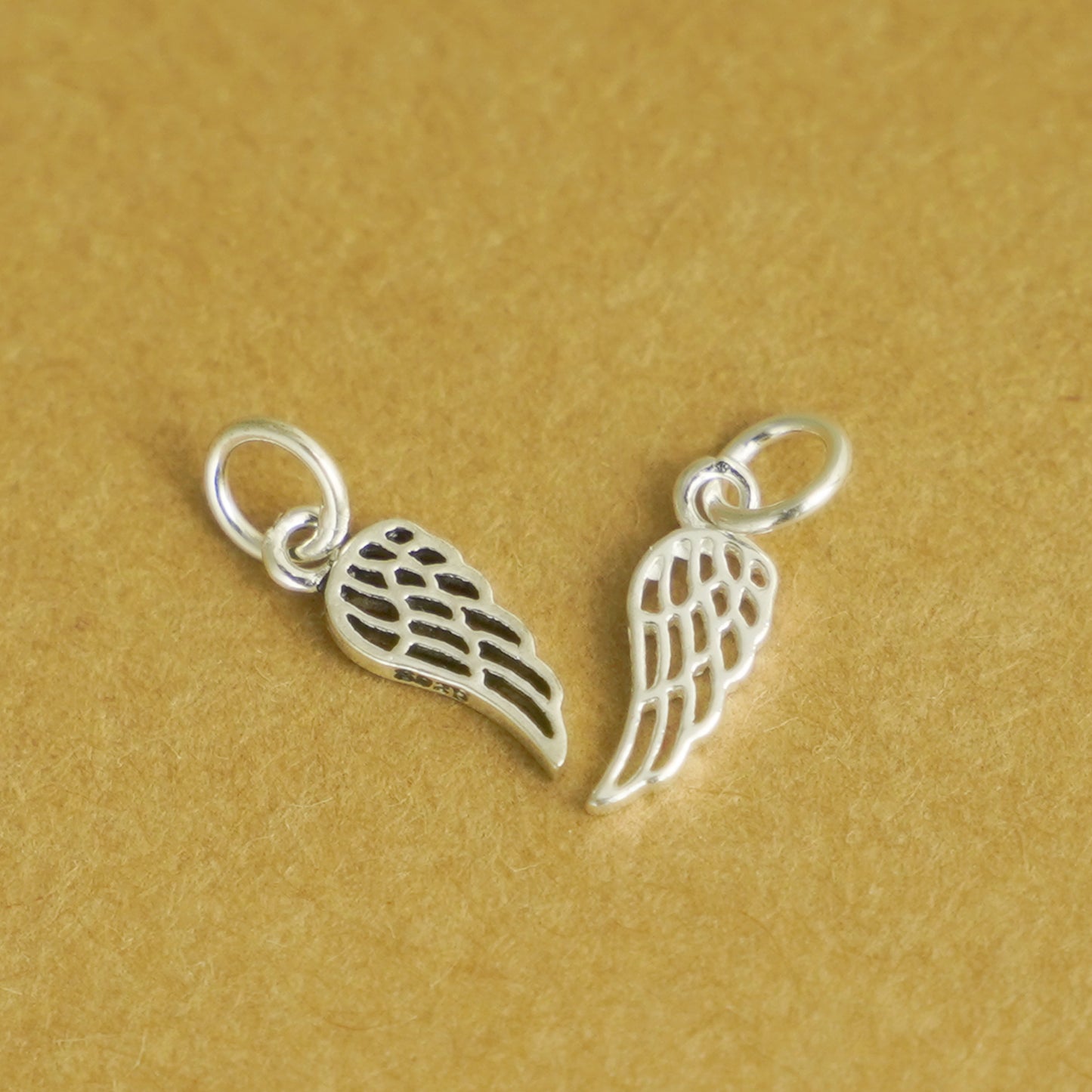 Sterling Silver Leaf Pendant with Feather Angel Wing Charm for Necklace or Bracelet - sugarkittenlondon