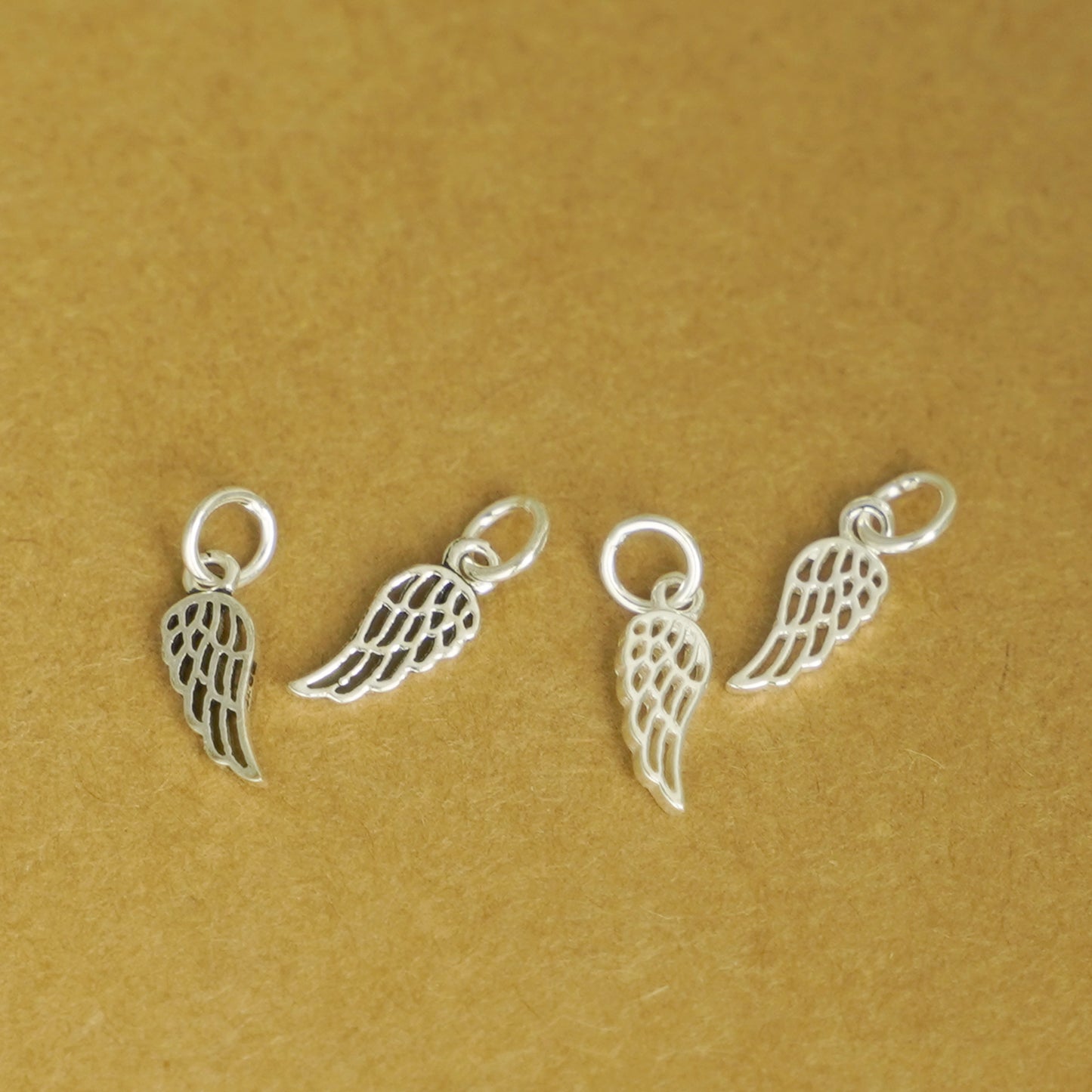 Sterling Silver Leaf Pendant with Feather Angel Wing Charm for Necklace or Bracelet - sugarkittenlondon