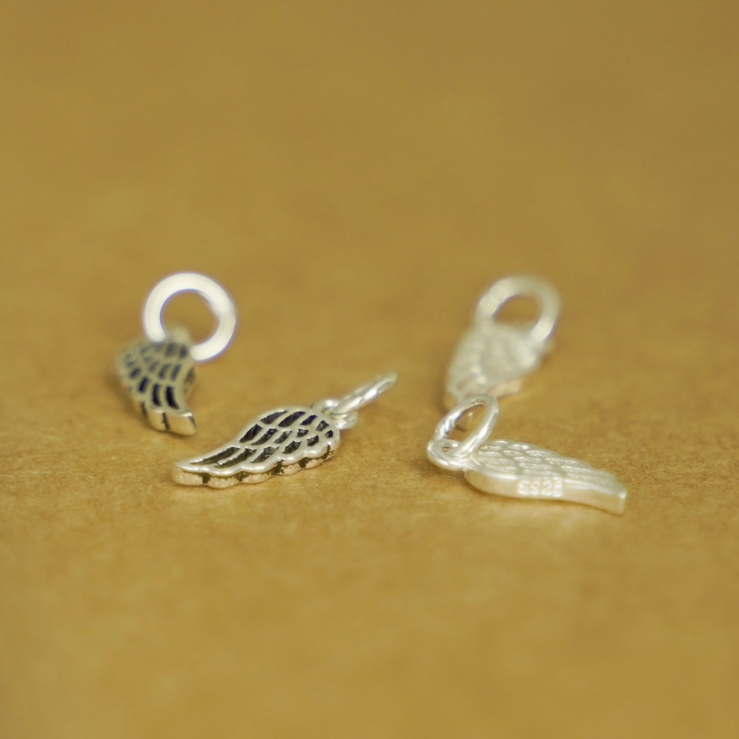 Sterling Silver Leaf Pendant with Feather Angel Wing Charm for Necklace or Bracelet - sugarkittenlondon