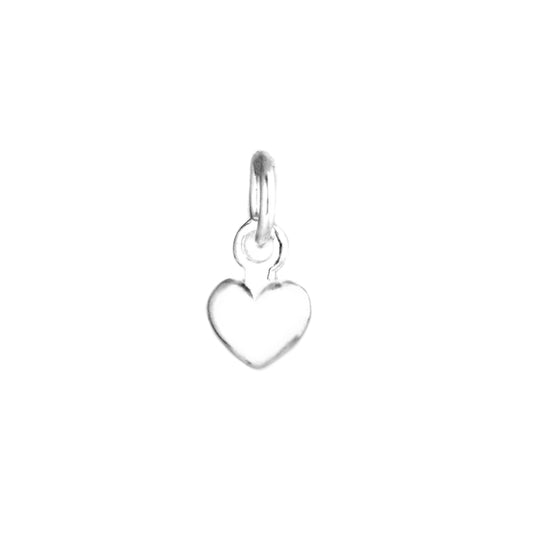 Sterling Silver Small 6mm Flat Plain Love Heart Charm Pendant Boxed - sugarkittenlondon