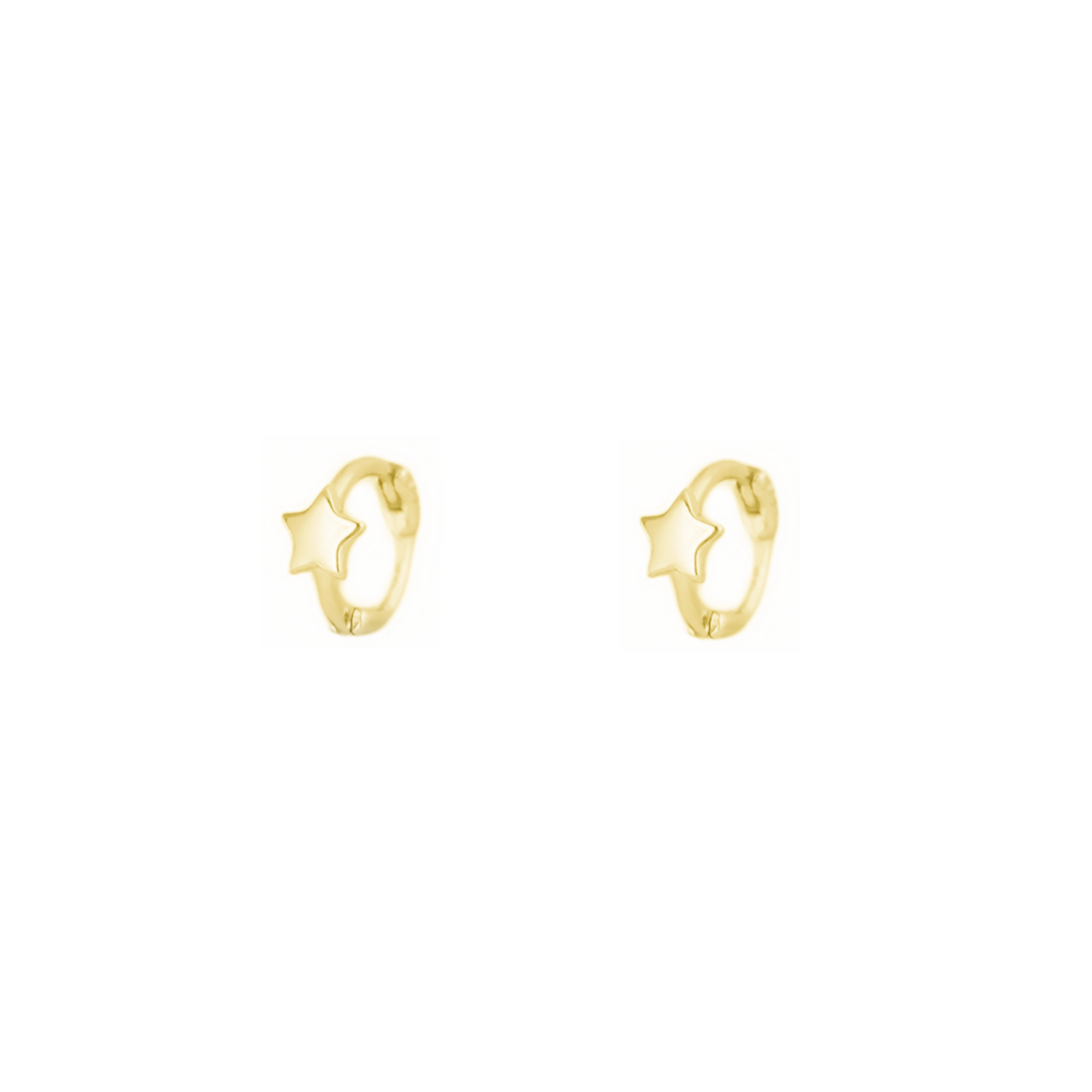 18K Gold Hinged Hoop Earrings with Mini Star, Square, and Triangle Shapes - sugarkittenlondon