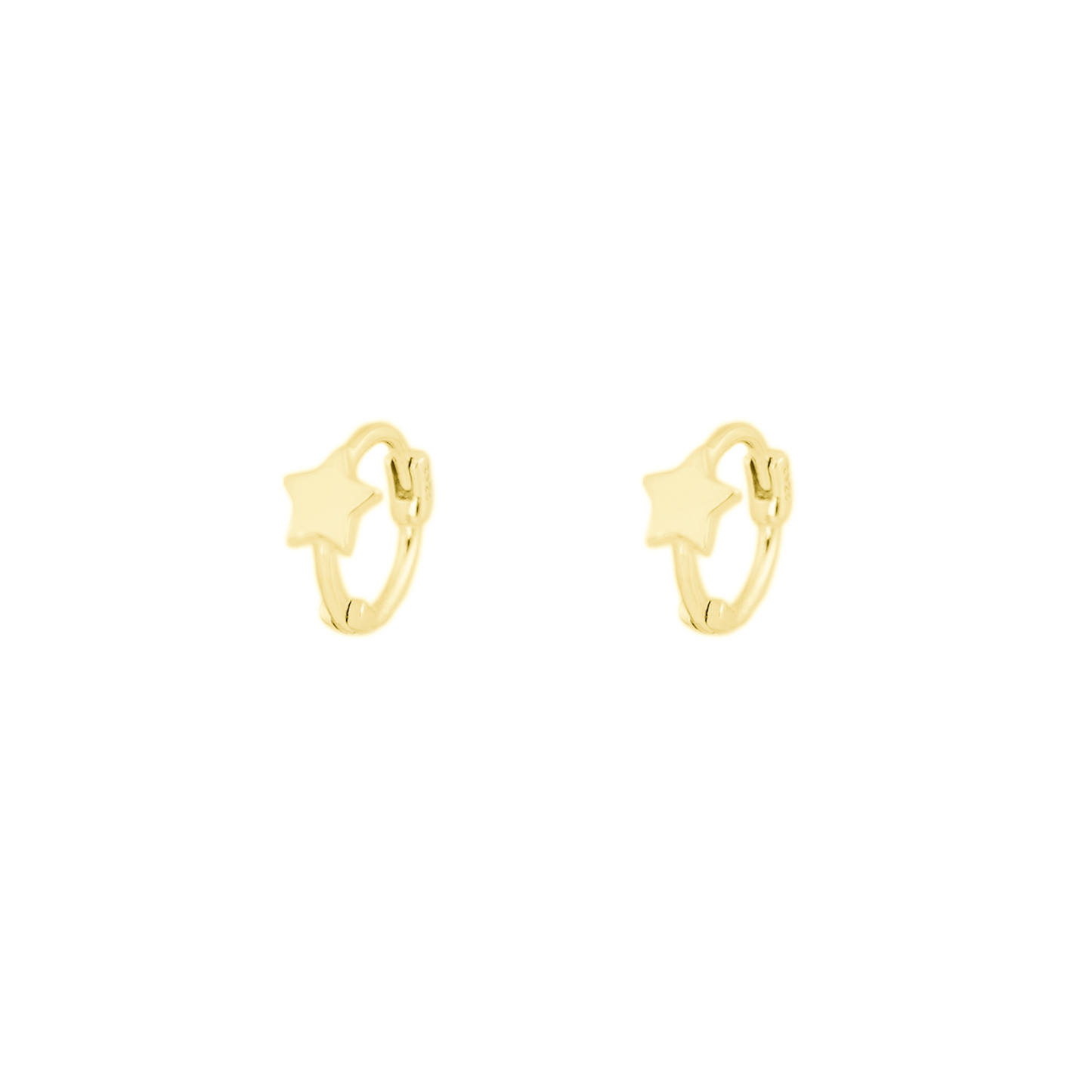 18K Gold Hinged Hoop Earrings with Mini Star, Square, and Triangle Shapes - sugarkittenlondon