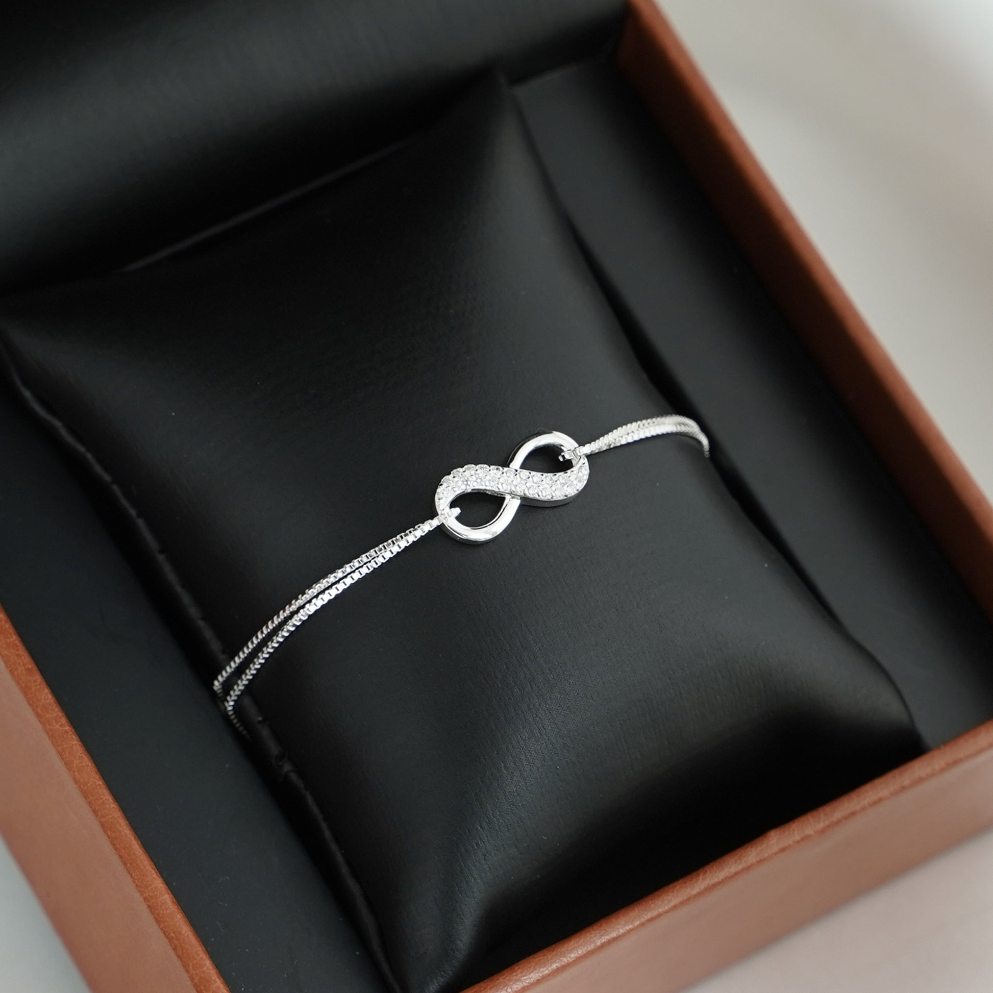 Sterling Silver With Crystal CZ Infinite Forever Infinity Bracelet - sugarkittenlondon