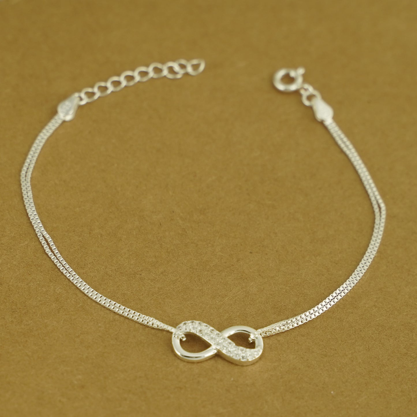 Sterling Silver With Crystal CZ Infinite Forever Infinity Bracelet - sugarkittenlondon