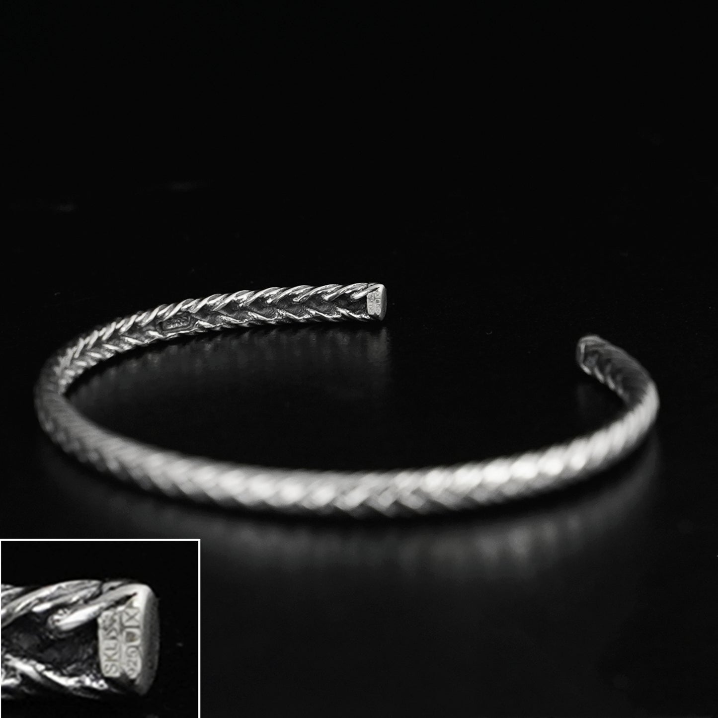 Sterling Silver Twisted Rope Torque Cuff Bangle Bracelet Full UK Hallmark - sugarkittenlondon