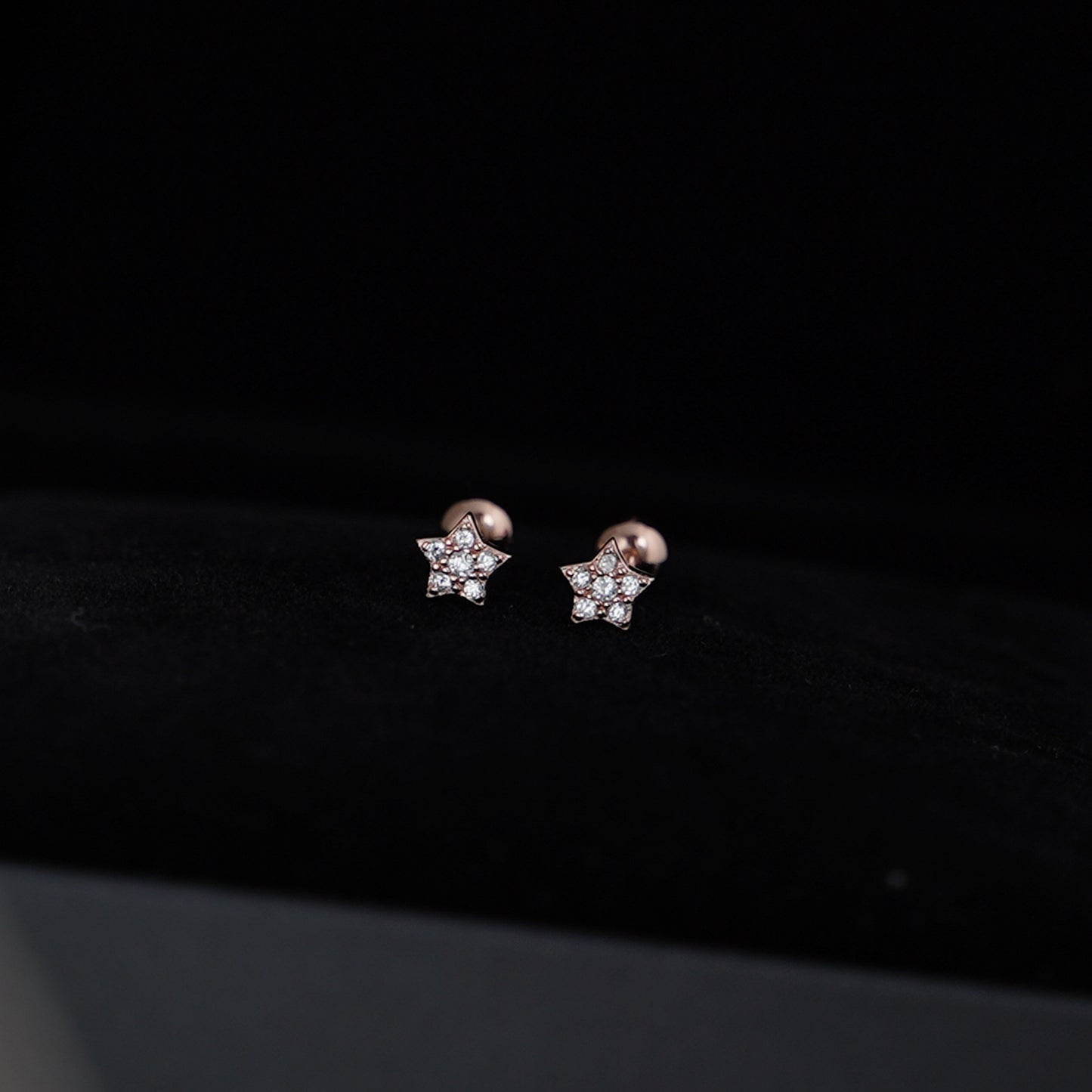 Sterling Silver Mini Shiny CZ Star Barbell Bead Ball Screw Back Earrings 3 Tones - sugarkittenlondon