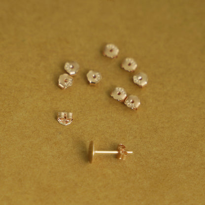 Rose Gold on Sterling Silver 4mm Butterfly Backs Fit Stud Earrings Scroll Stopper - sugarkittenlondon