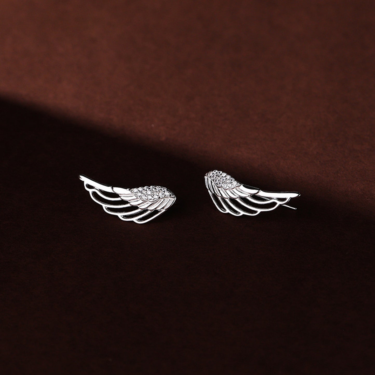 Angel Wing Earrings - Sterling Silver Crystal Cuff Crawler Climbers - sugarkittenlondon