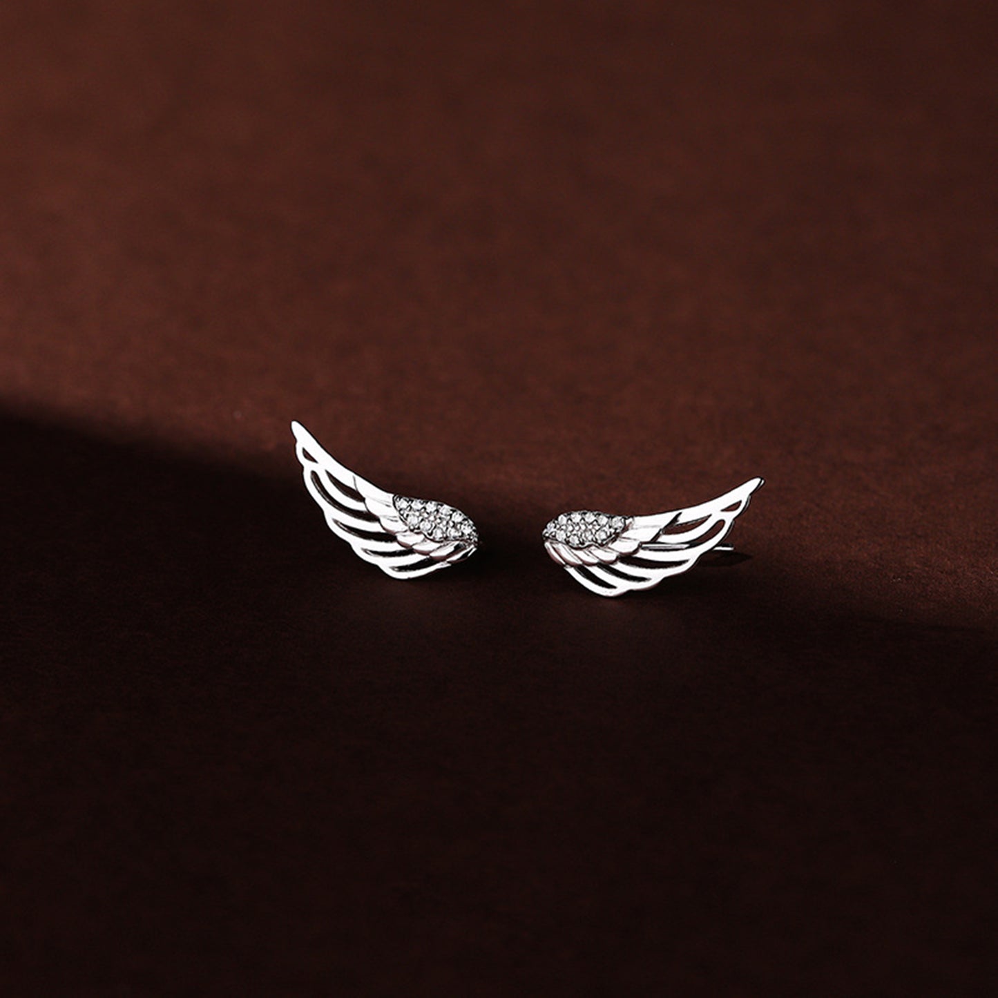 Angel Wing Earrings - Sterling Silver Crystal Cuff Crawler Climbers - sugarkittenlondon