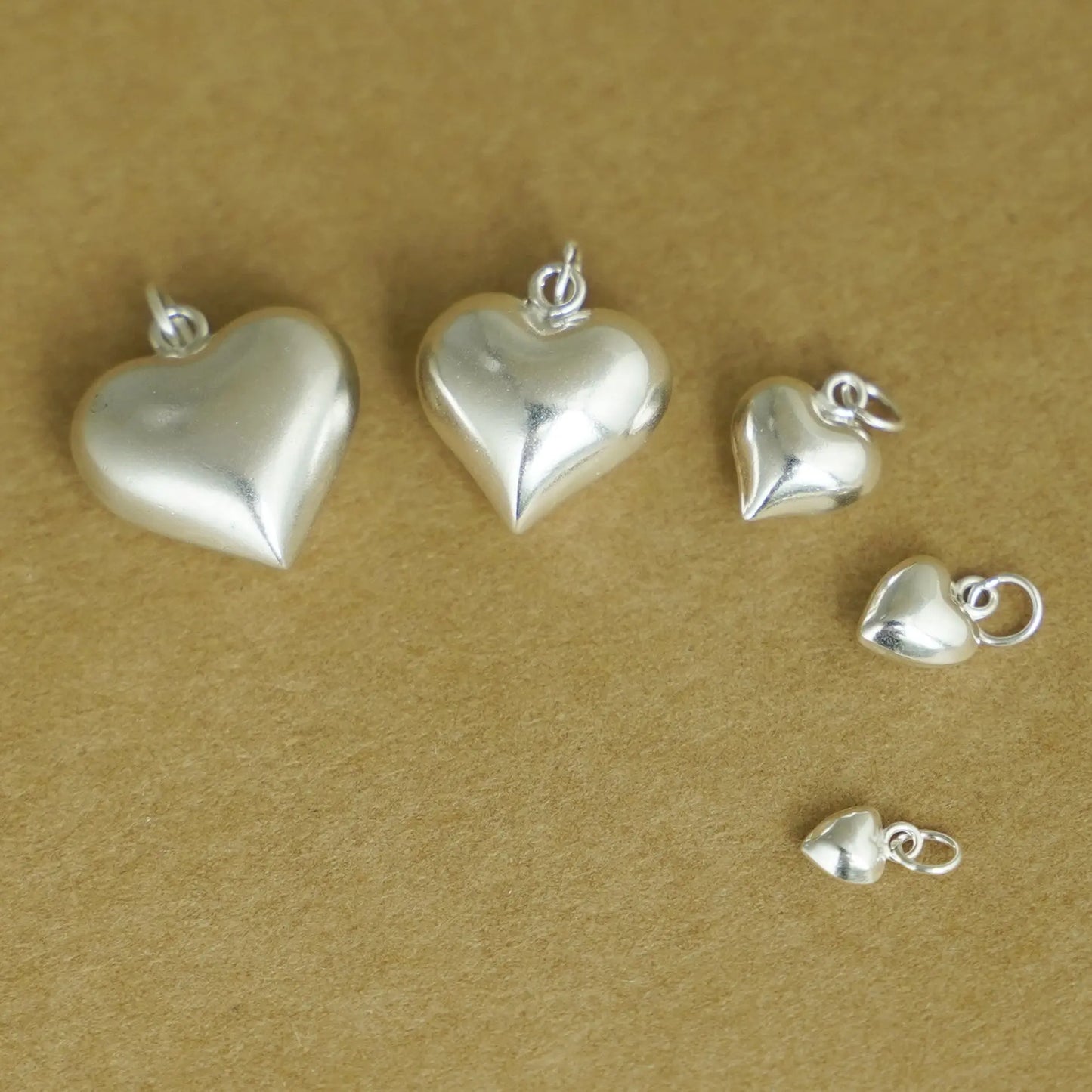Sterling Silver 3D Puffy Shiny Love Heart Pendant Charm 4-15mm - sugarkittenlondon