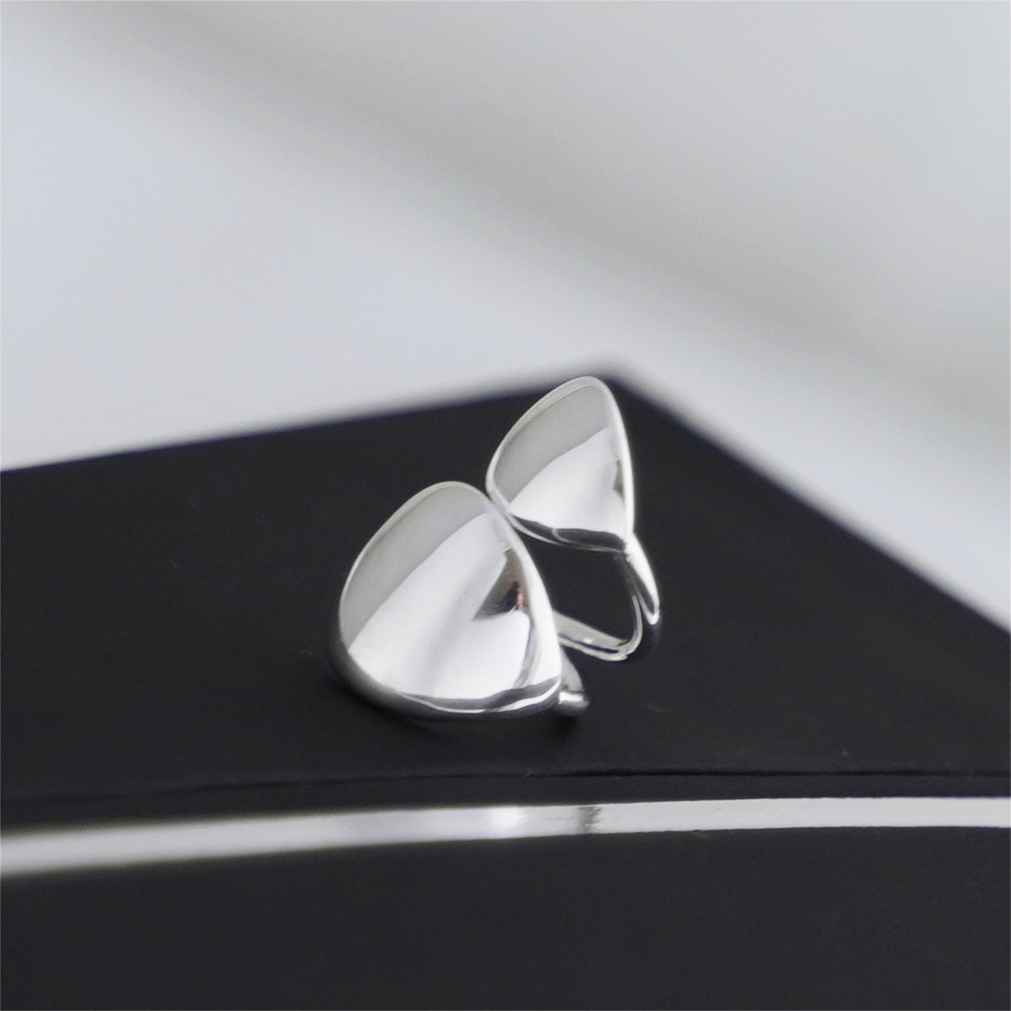 Sterling Silver Double Disc Dome No Piercing Clip Ear Cuff Edge Helix Earrings - sugarkittenlondon