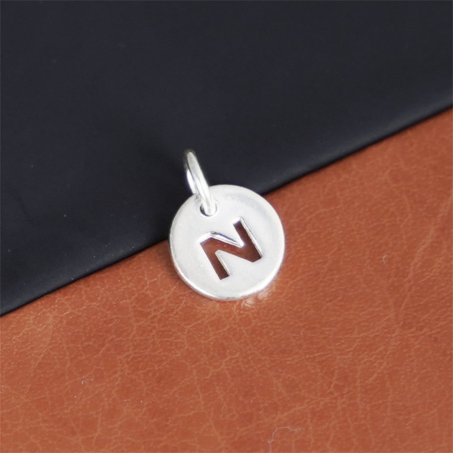 Sterling Silver A-Z Letter Alphabet Initial Disc Circle Charm Pendant - sugarkittenlondon