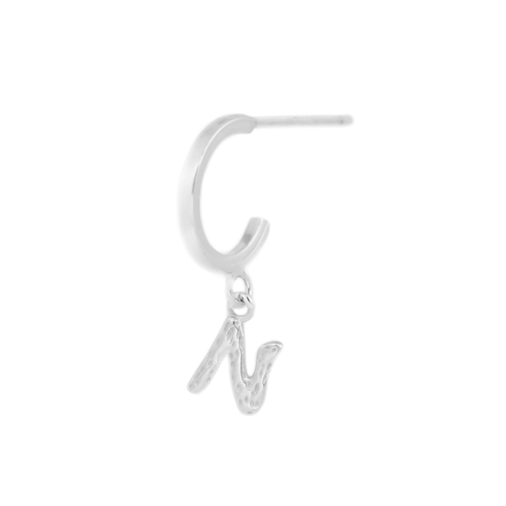 Sterling Silver Initials Alphabet Letter Half Hoop Drop Stud Earrings - sugarkittenlondon