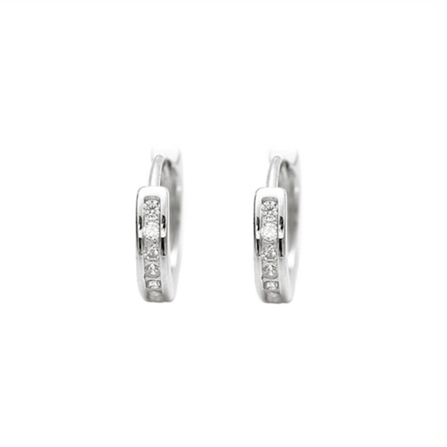 Sterling Silver Channel CZ Huggie Hoop Cuff Eternity Earrings P4 - sugarkittenlondon