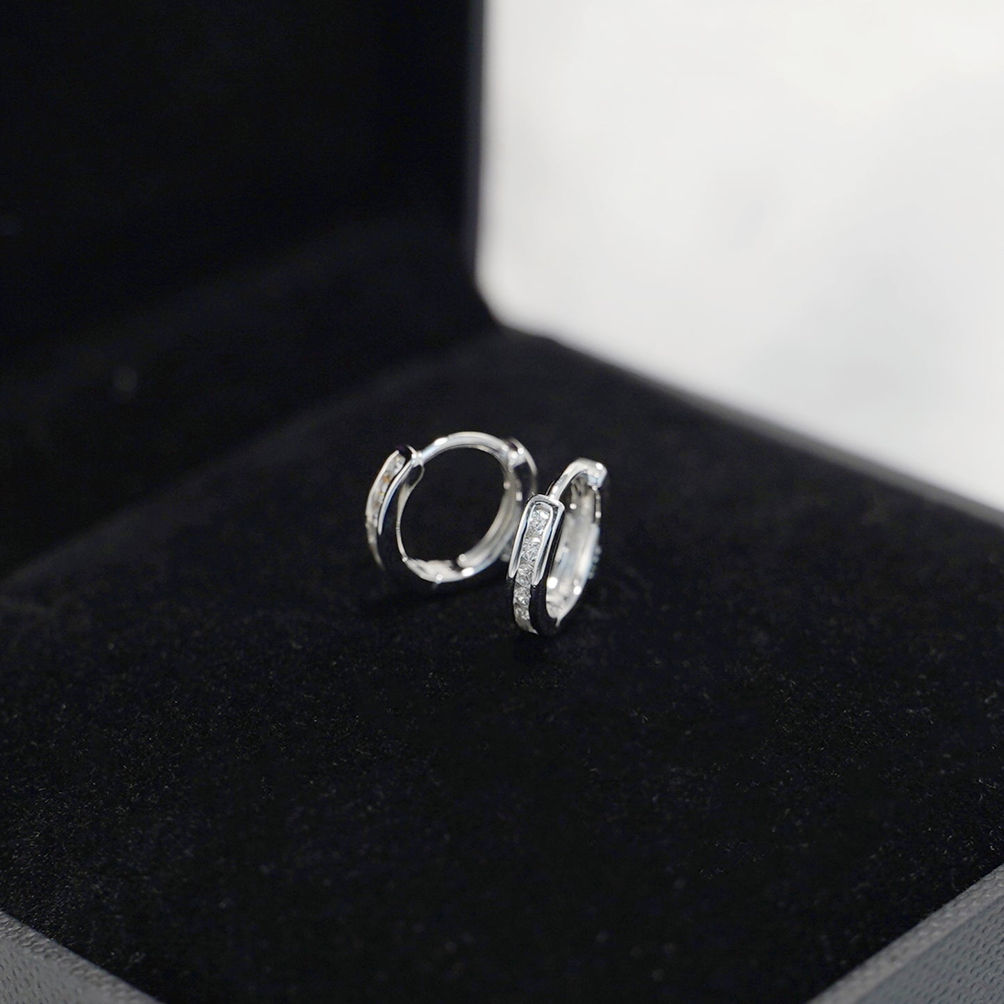 Sterling Silver Channel CZ Huggie Hoop Cuff Eternity Earrings P4 - sugarkittenlondon