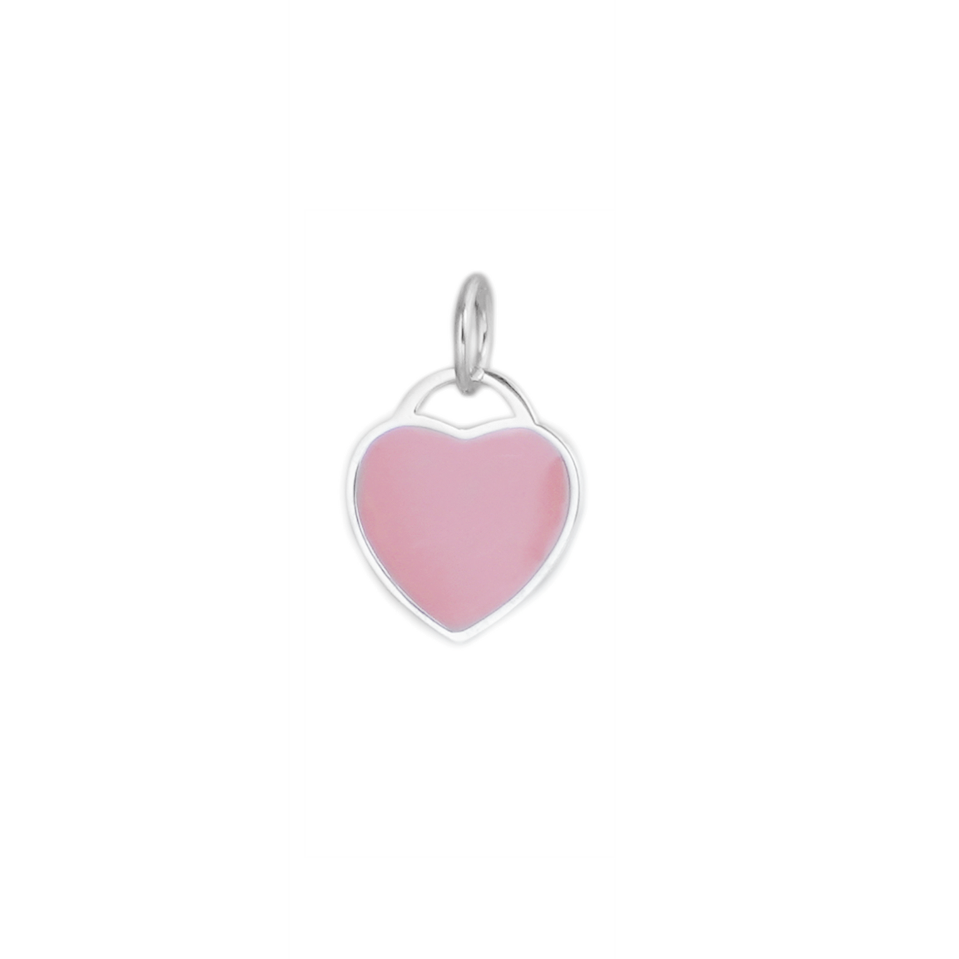 Sterling Silver Pink Turquoise One Side Glazed Love Heart Pendant Charm - sugarkittenlondon