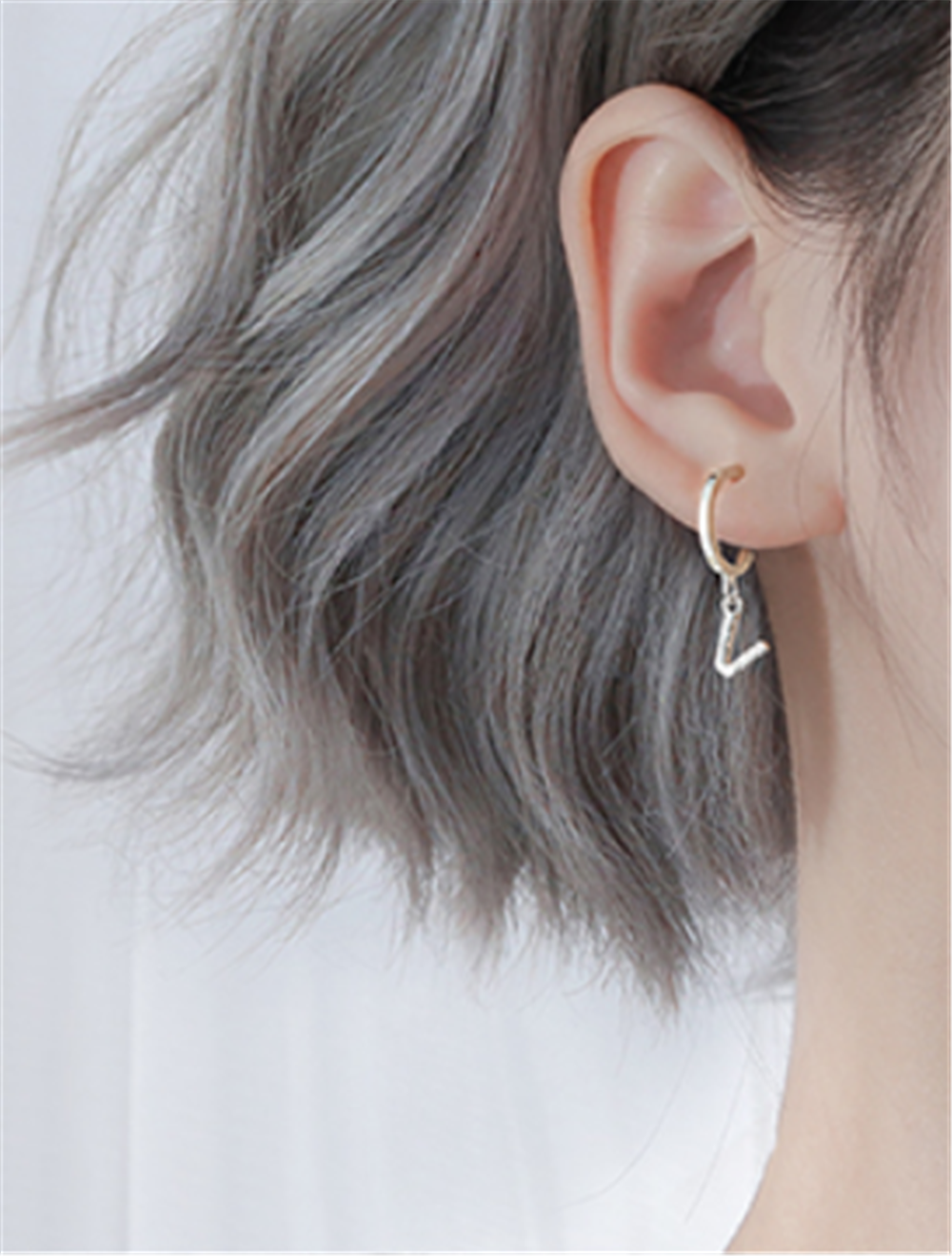 925 Sterling Silver Personalized Initials Half Hoop Drop Stud Earrings - sugarkittenlondon