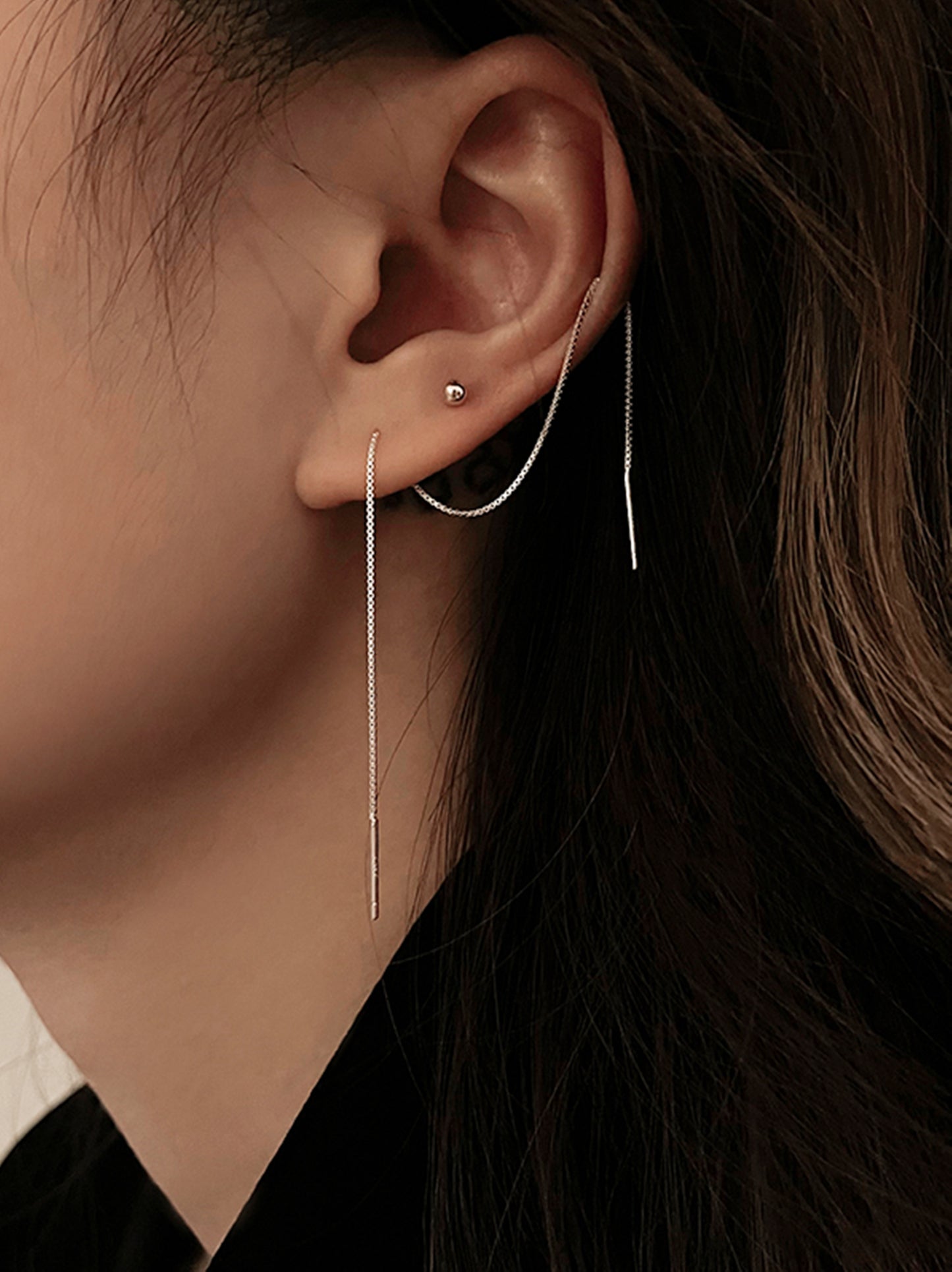 925 Sterling Silver Threader Drop Earrings, 16-22cm Mid Long - sugarkittenlondon